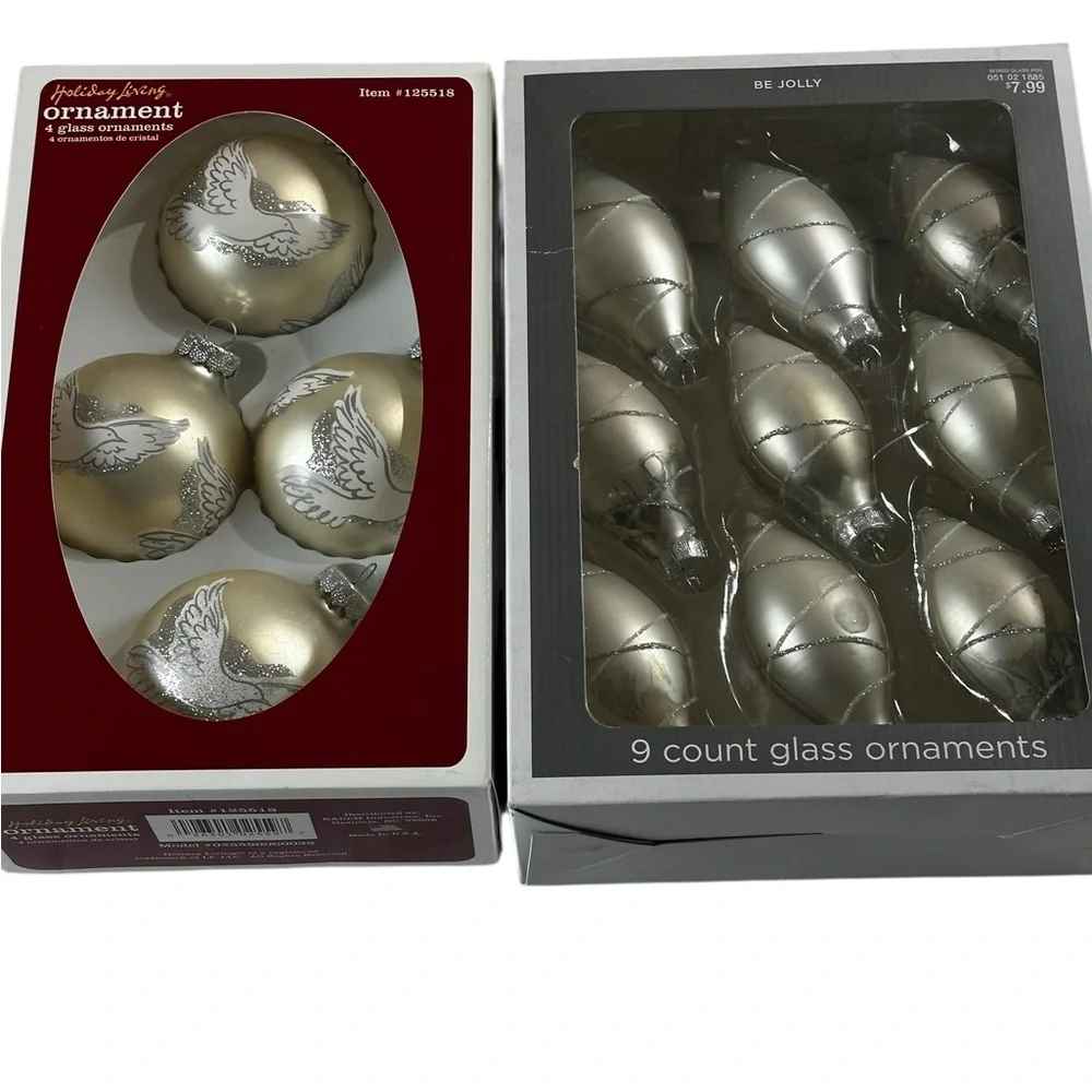 Target Silver and Gold Glass Ornaments Set Of Two